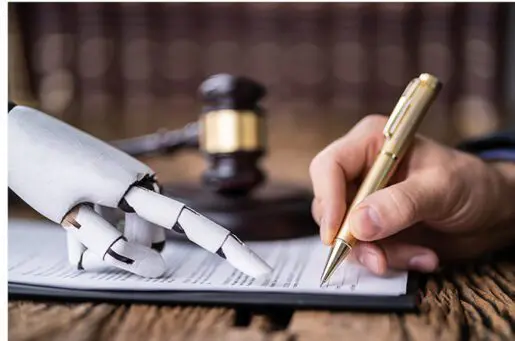 robotic finger and hand holding pen on tablet