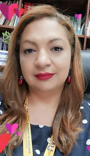 young woman with red lipstick