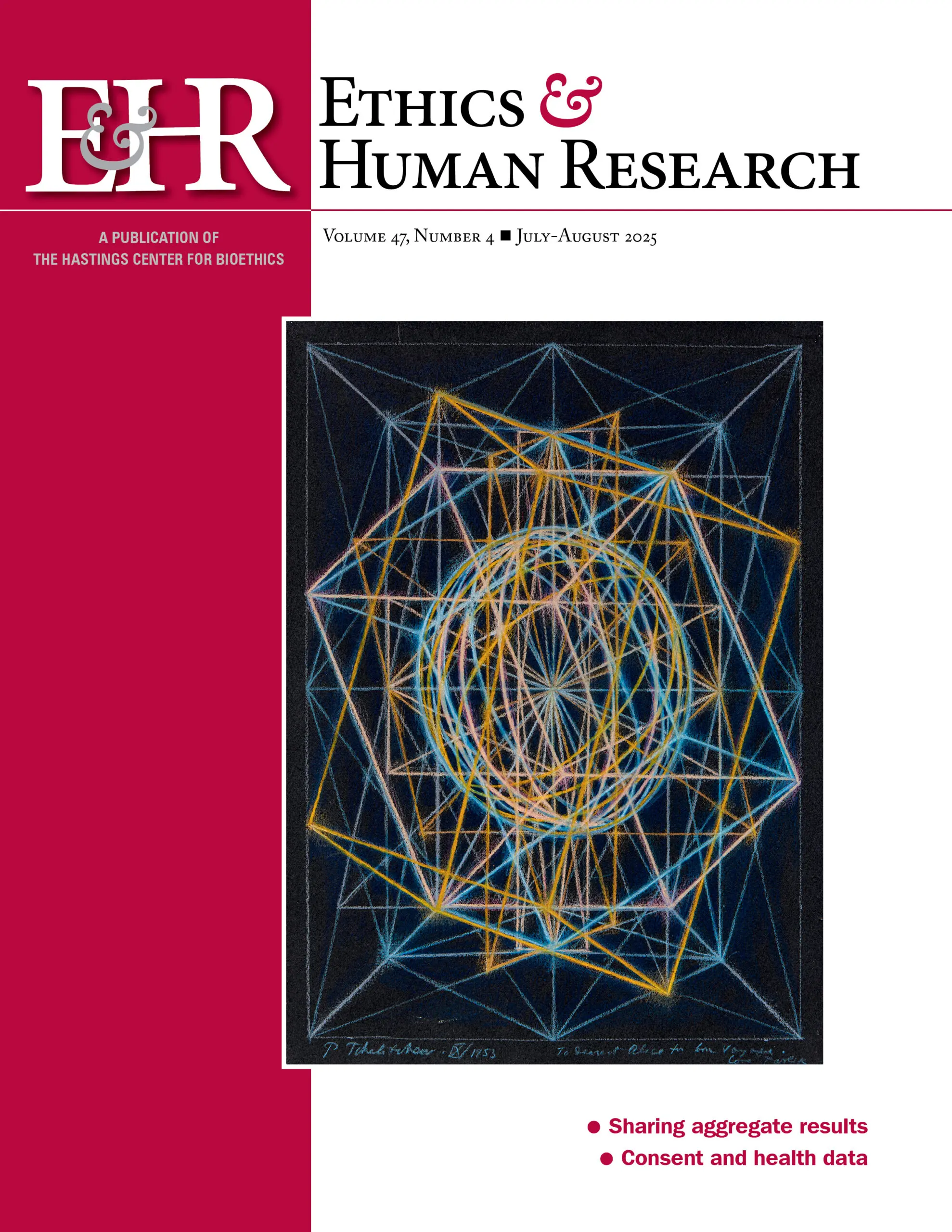 decorative cover of the journal Ethics and Human Research