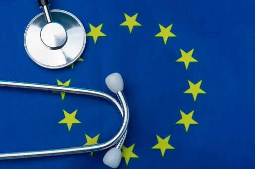 stethoscope with the flag of the European Union