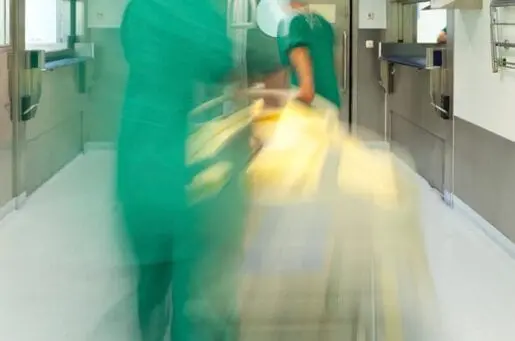 blurred emergency hospital bed