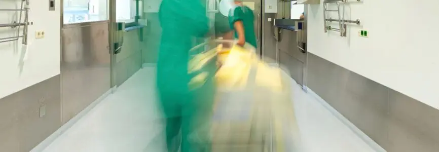 blurred emergency hospital bed