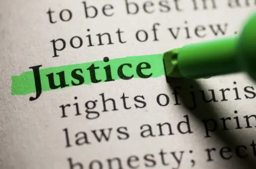 word justice highlighted in green
