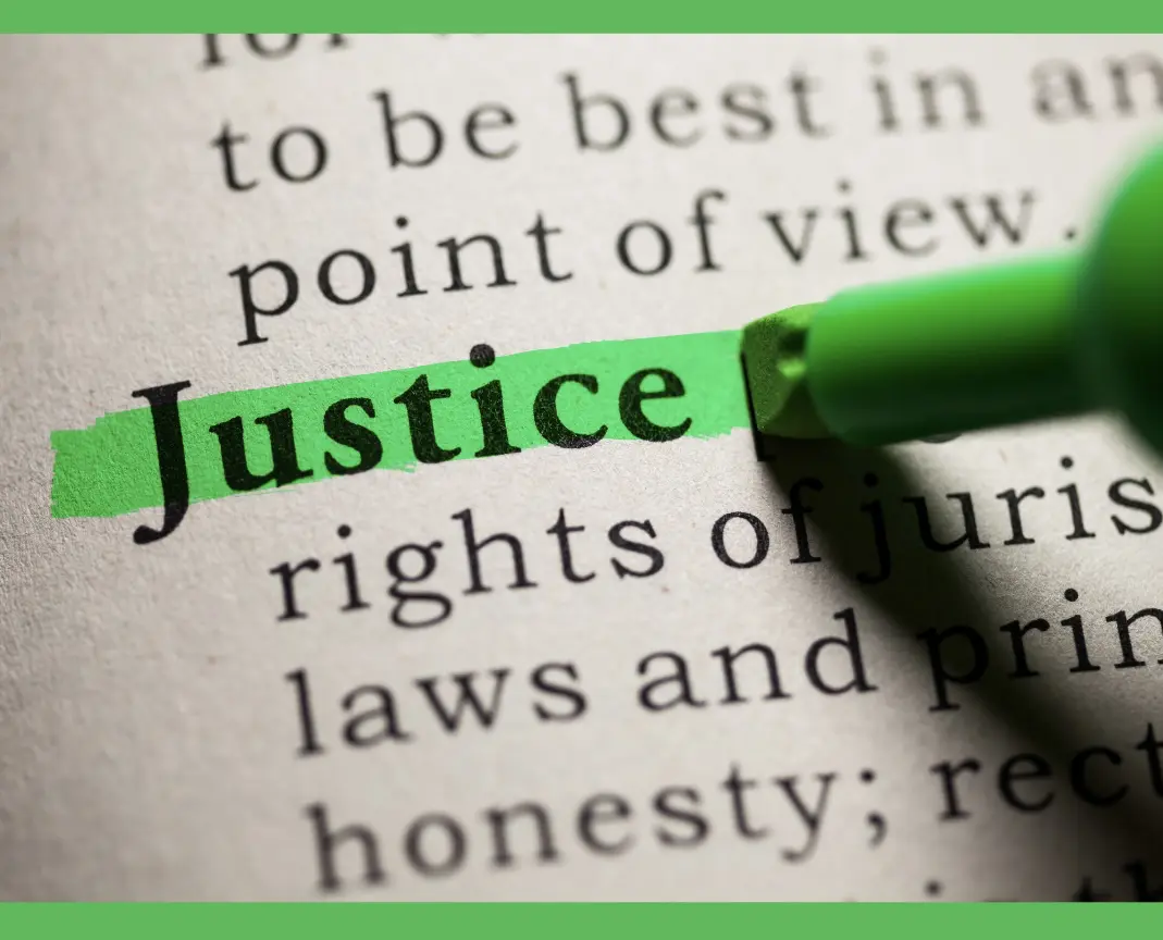 word justice highlighted in green