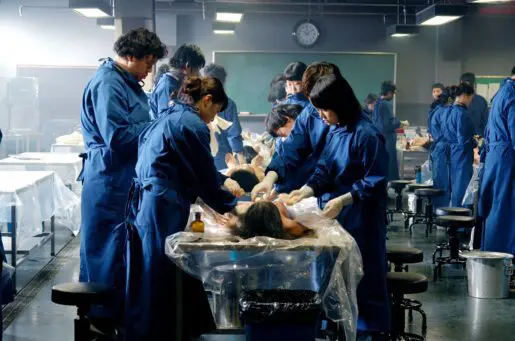 medical students studying a cadaver