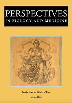 cover of Perspectives in Biology and Medicine, yellow with pencil drawing of female liberty
