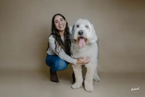 young woman with dog