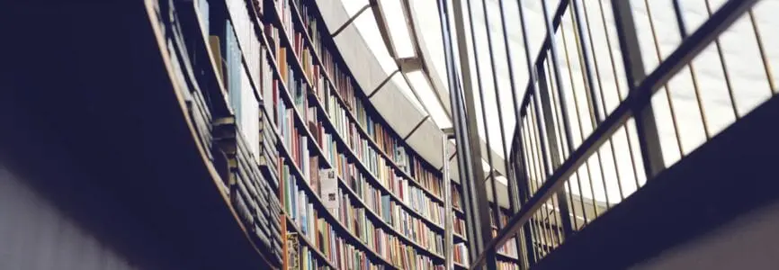 large library with windows