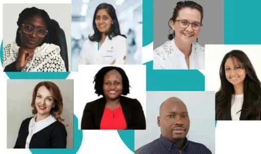 collage of 7 scholars, 3 women of color, 2 white women, one black man, all young