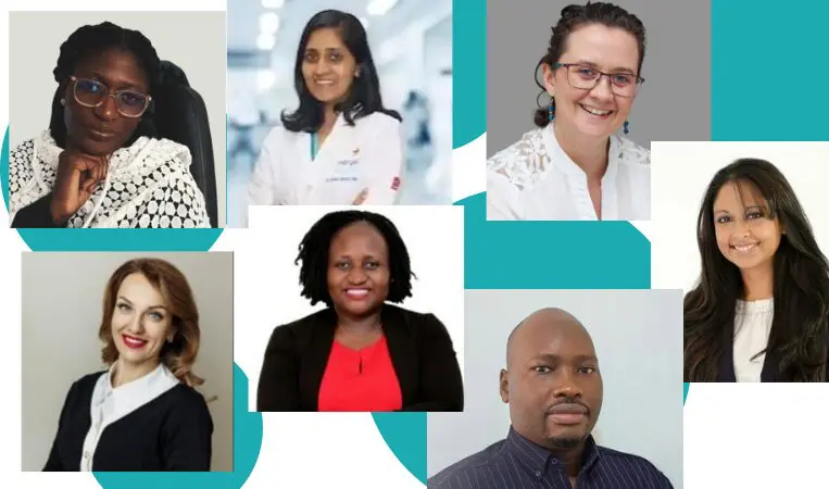 collage of 7 scholars, 3 women of color, 2 white women, one black man, all young