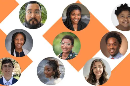 smiling people in circles spread outings rows of three