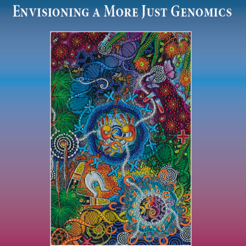 abstract cover with many colors, design resembles genes
