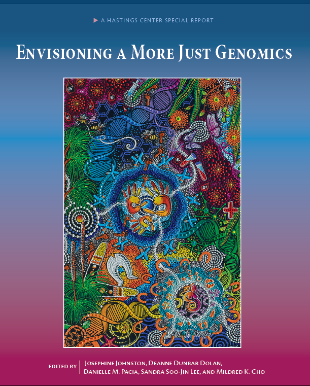 abstract cover with many colors, design resembles genes