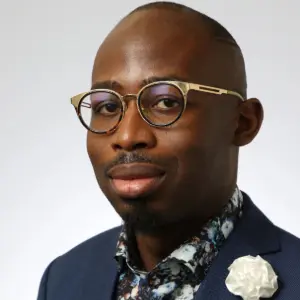 young african american man with glasses