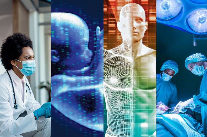 a composite of medical images to represent the field of bioethics