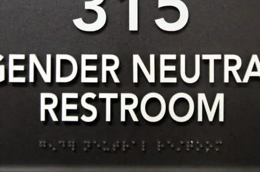 gender neutral restroom sign