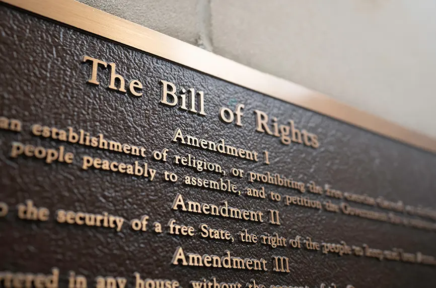 plaque with bill of rights