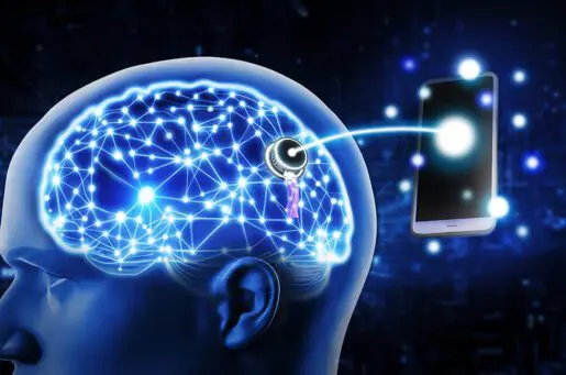 Conceptual art of the implantable Brain-Computer interface (BCI)