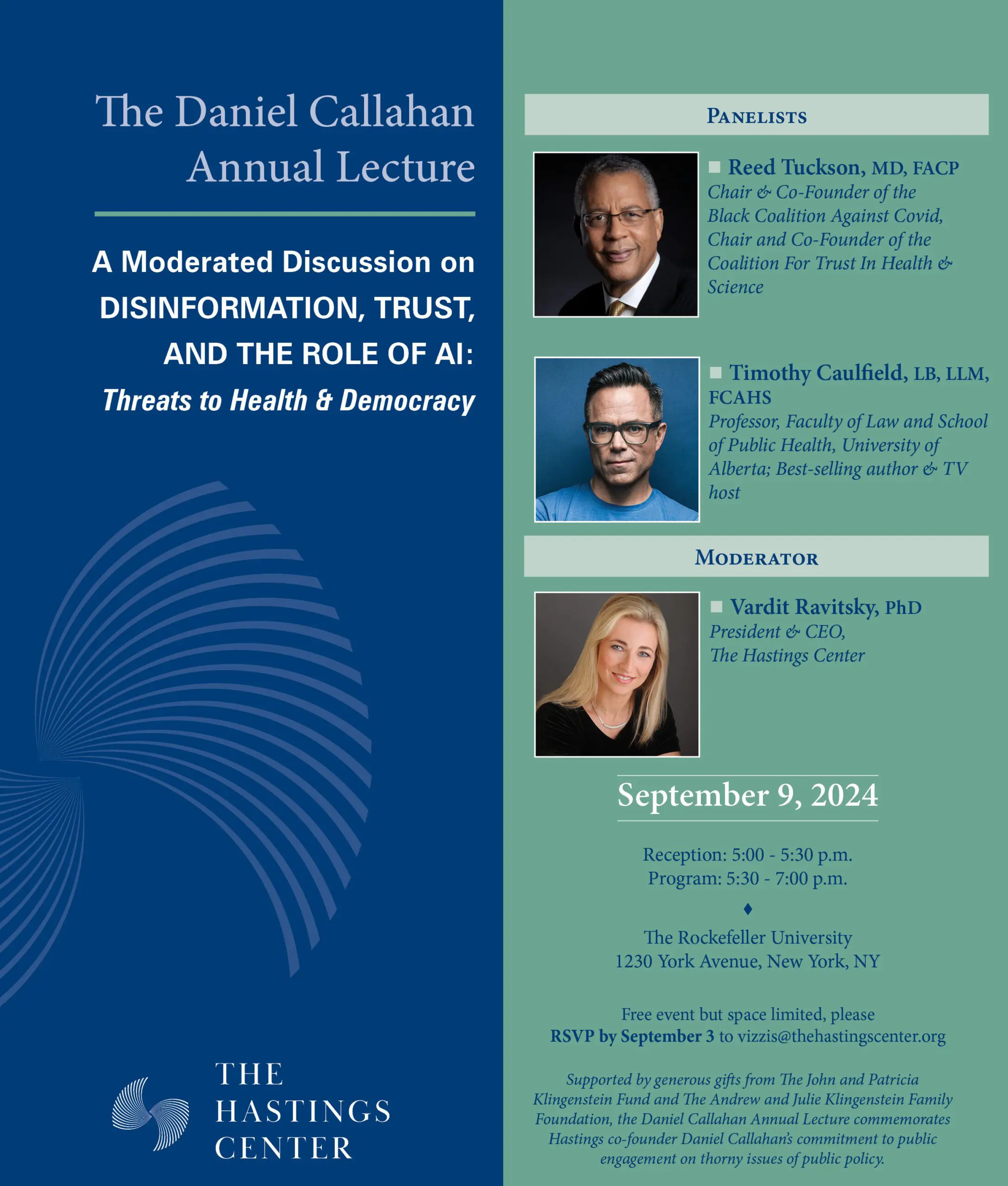 callahan lecture 2024 flyer for the callahan lecture with photos of the speakers, a Black man, a White man, and a white woman