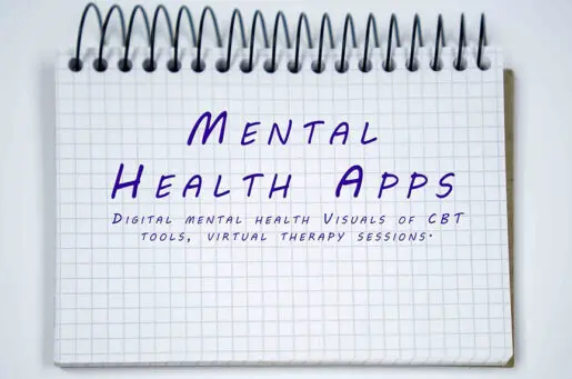 words on a pad that say mental health apps