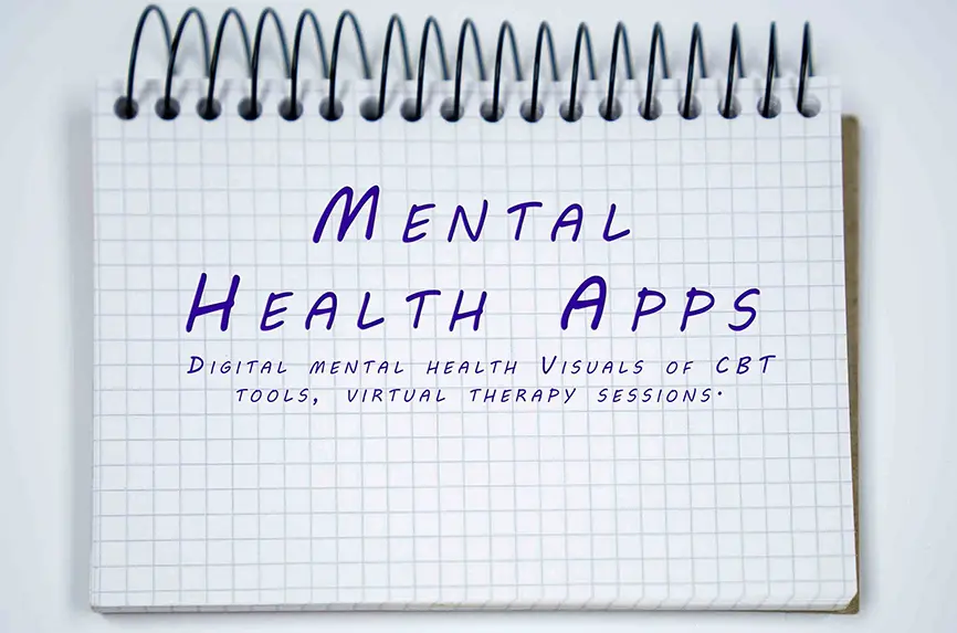 words on a pad that say mental health apps