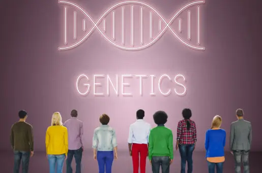 pink letters spelling out genetics