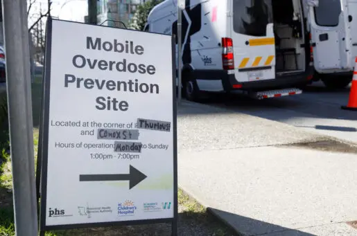 sign for overdose prevention site