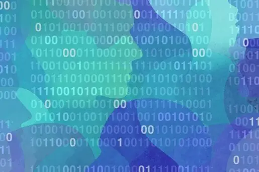 binary coded numbers against a blue background