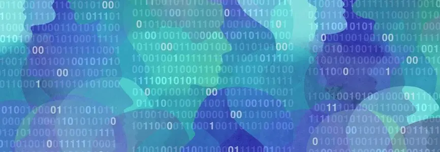 binary coded numbers against a blue background