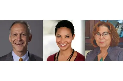 middle aged white man, young black woman, middle aged white woman