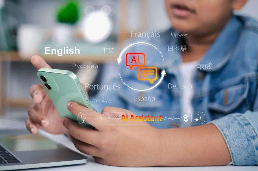 young brown person on phone