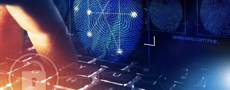 a thumbprint on a blue background