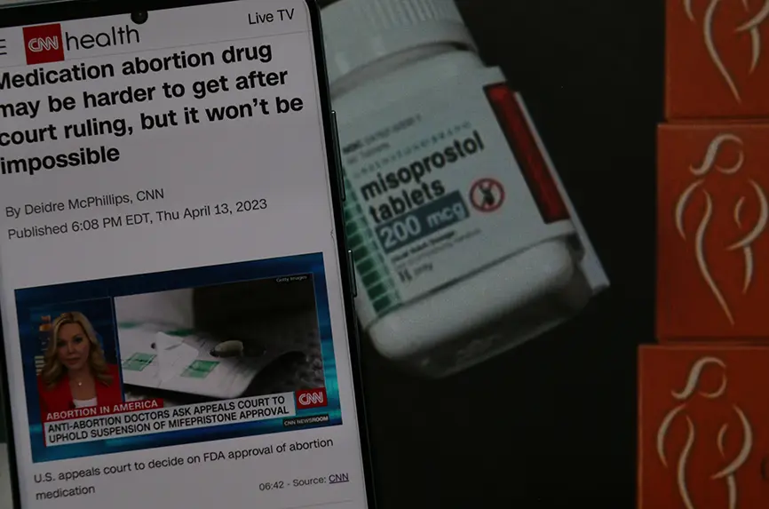 Court ruling on medication abortion drugs. Jakarta - April 19 2023.