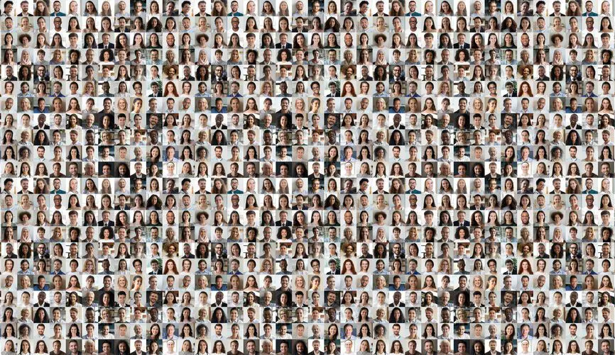 grid of many people