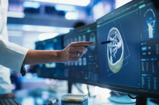 doctor pointing at medical image