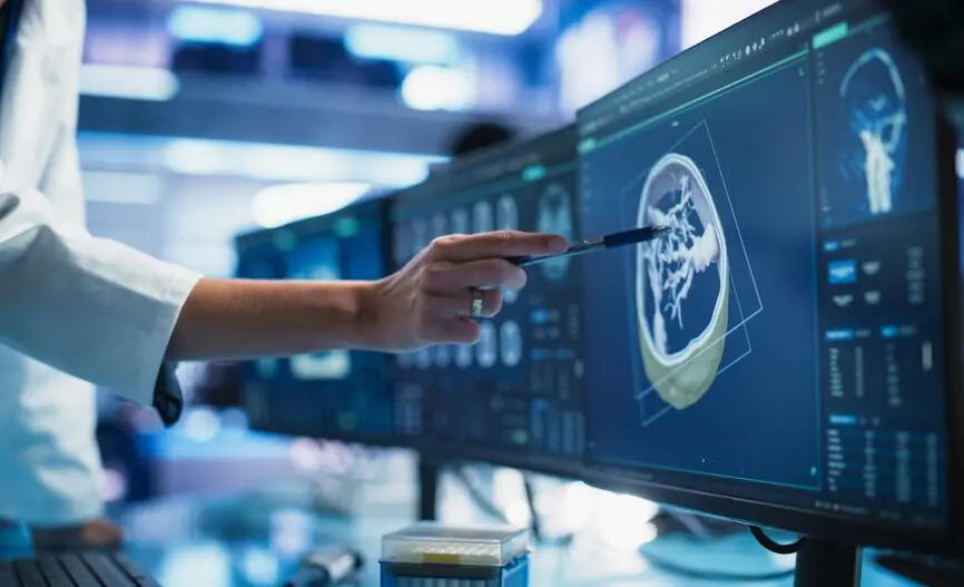doctor pointing at medical image