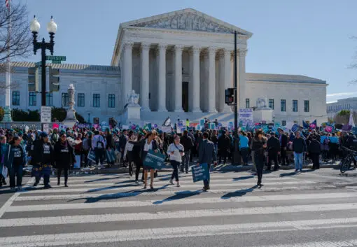 supreme court protestors in front of building