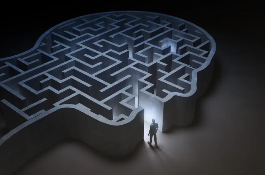 person entering maze of human brain