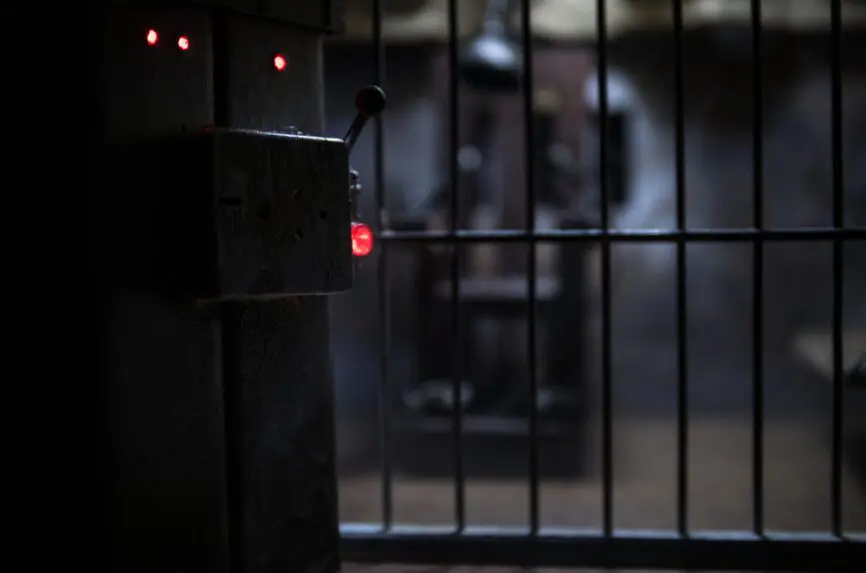 prison bars in the dark