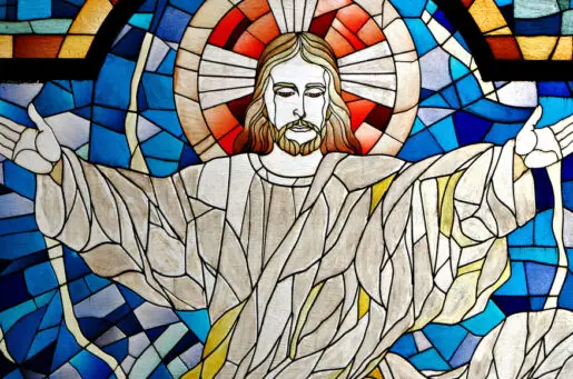 stained glass image of jesus