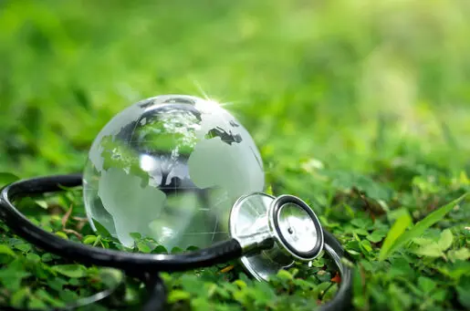 glass globe with stethoscope