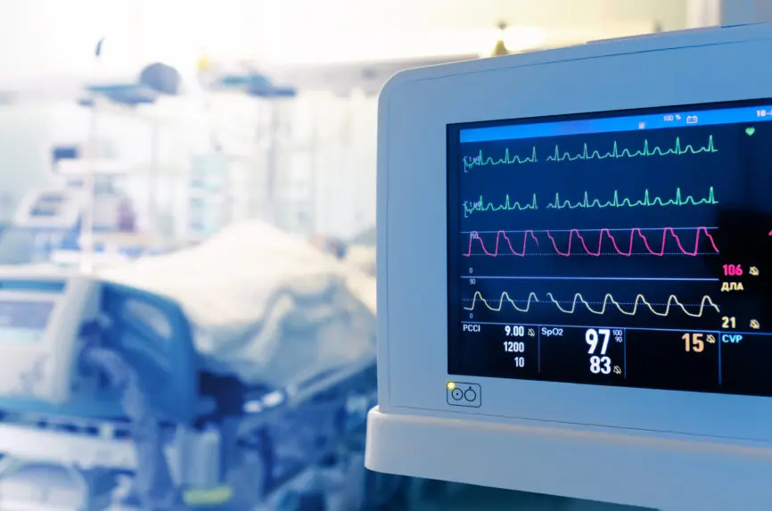 Monitoring of patient's heart in intensive care unit.