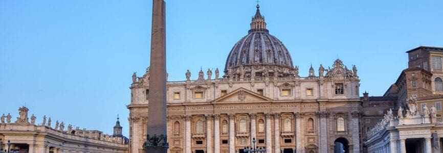 St. Peter's Square in Vatican City at dawn - Rome, Italy.