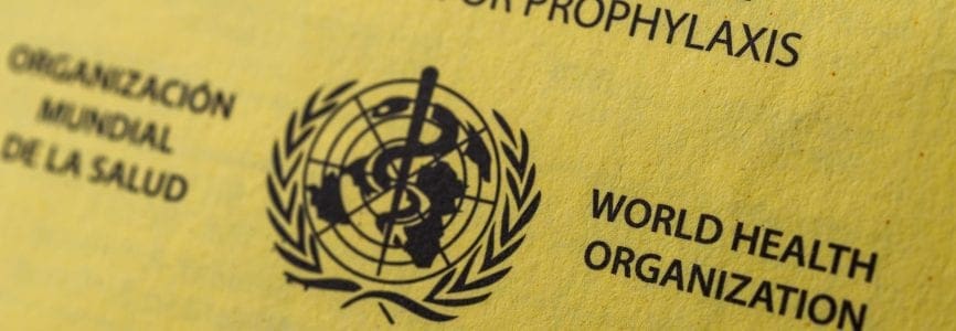 World Health Organization ICVP vaccination booklet certificate