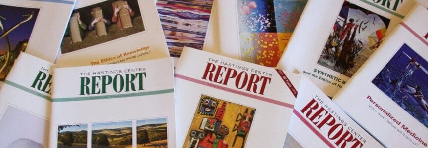 Hastings Center Report collected in a pile