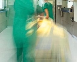 blurred emergency hospital bed