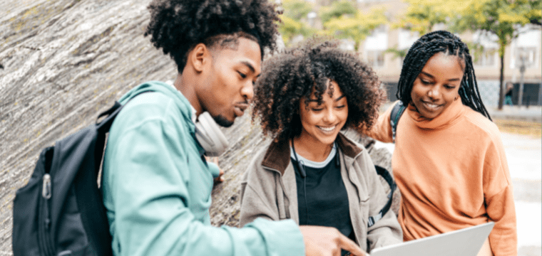 young male and two female diverse students