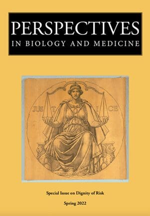 cover of Perspectives in Biology and Medicine, yellow with pencil drawing of female liberty 