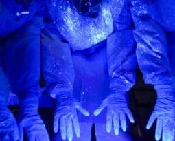 blue hands