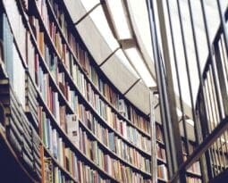 large library with windows